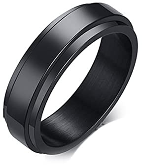Calefee Anxiety Ring Edelstahl, Drehringe für Herren Schwarzer Drehring Breit 6mm größe 49 bis 67 Hochzeit Ringe Damen