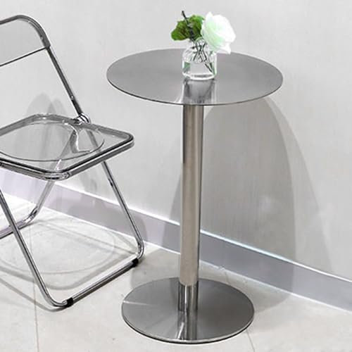 TWHZSAI Runder Stehtisch aus Edelstahl, mit stabilem Sockel, runder Cocktailtisch für Zuhause, Büro, Esszimmer und Küchentheke, Kneipen-Bistrotische (Größe: 50 x 50 x 105 cm)