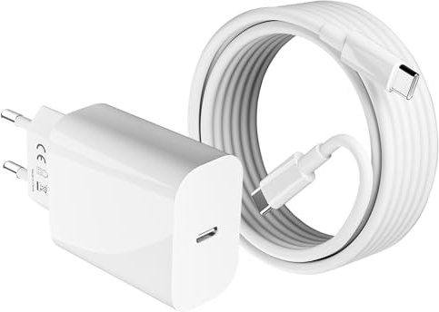 Chargeur USB C 20 W pour iPhone 16/16 Pro/16 Pro Max/16 Plus/15/15 Pro/15 Pro Max/15 Plus, iPad, adaptateur USBC, chargeur rapide avec câble USB C de 2 m