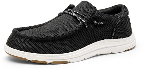Bruno Marc Men's Arch Support Casual Slip-on Shoes Loafers for Men Non Slip Comfortable Boat Shoes,Size 9,Black/White,SBLS2302M
