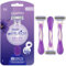 Wilkinson Sword Quattro My Intuition Smooth Violet Blooms Einwegrasierer für Damen, mit 4 feuchtigkeitsspendenden Klingen, Haarentfernungsrasierer für empfindliche Haut, 3 Stück