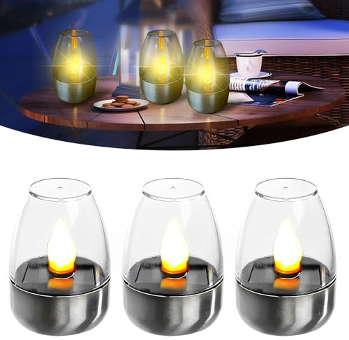 NAVESO 6 Pezzi Candele Solari a LED da Esterno, Candele Solari da Esterno Impermeabili, Candele Led Energia Solare, Candela Energia Solare da Esterno, Senza Fiamma Impermeabili per Giardino, Cortile