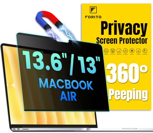 F FORITO Magnetic Privacy Screen Protector Compatible with MacBook Air 13.6 inch (2022-2025, M2, M3, M4), 360° Anti Peeping Removable Anti Blue Light Anti Glare Laptop Privacy Screen Shield