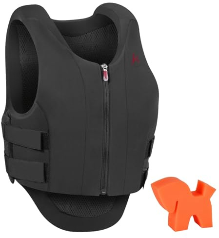 RL24 - Sicherheitsweste Safety Vest Ultra Fit Vario von Komperdell – Rückenprotektor mit Frontzip – Protektorenweste in Schwarz – Unisex Schutzweste inkl. Putzschwamm – Gr. L