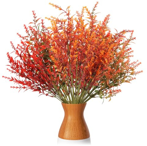 Nilioyul 8 Bündel Künstliche Herbstblumen, Herbst Deko, Künstlich Herbststrauß Kunstblumen Balkonpflanzen Herbstdeko für Drinnen Draußen Tisch Balkonkasten