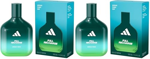 adidas Vibes Full Recharge Eau de Parfum, Per tutti, Tonificante e Rinvigorente, Profumo a lunga durata, Foglia di Cedro e Salvia Sclarea 100 ml (Confezione da 2)