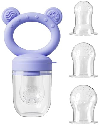 Soluzione per la dentizione e l'alimentazione per neonati-Set di ciuccio per frutta/verdura in silicone per 6-36 mesi