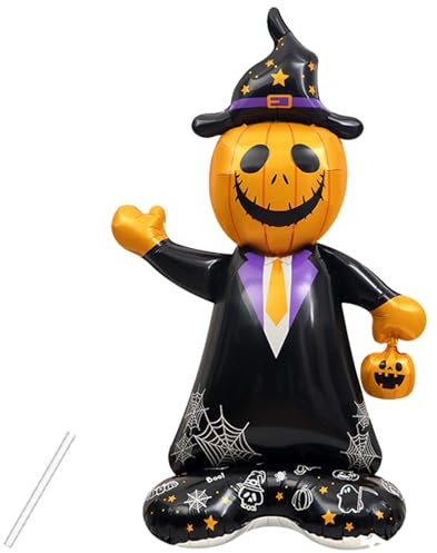 Gleemix Halloween Luftballons Ghost Kürbis, Storck Riesen Scary Movie The Witch Kürbis Deko, Helium Ballons Hallowen Balloons, Stehender Kürbiss Folienballon, Halloween Deko Outdoor XXL für Partydeko