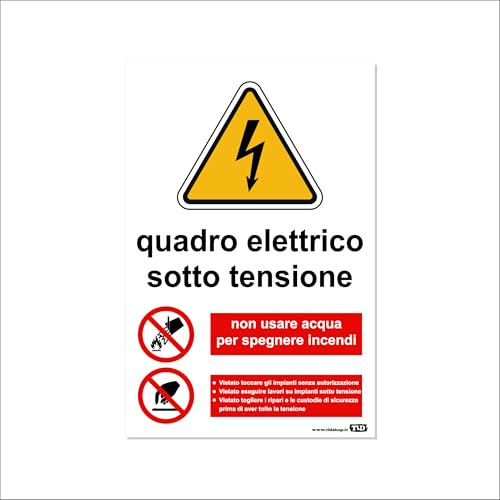 TLDSHOP® - Cartello Segnaletico in ALLUMINIO (spessore lastra 2mm) - Dimensine 20x30cm - Segnaletica di sicurezza - Pezzi 1: (QUADRO ELETTRICO SOTTO TENSIONE)