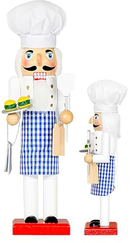 Cascanueces De Madera, Muñecos Cascanueces Cocinero 35 cm, Centro de Mesa de Madera para Fiesta Navideña Chimenea Repisa Estantería Escritorio Decoración Navideña