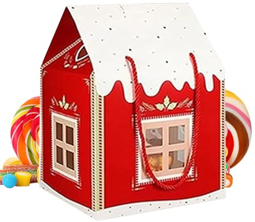 Dmuzsoih Caja De Dulces De Navidad, Cajas De Cartón De Cajas De Cartón De Casa, Contenedores De Galletas De Navidad, Cabaña 3D En Forma De Casa, Caja De Regalo De Fiesta De Casa De Panadería