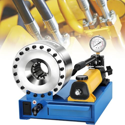 Handhållen Hydraulisk Slangpressverktyg, Bärbar Pressmaskin med 7 Pressbackar för Enkel Dubbelflätad Slang 2/5 till 1, Professionell Hydraulisk Slangpress
