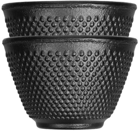 MOLUCKFU 2 pièces Tasses à Thé Fonte Lot de Mugs Fonte Robustes Style Rétro Chinois pour Infusion Quotidienne Tasses à Eau et Thé Durables