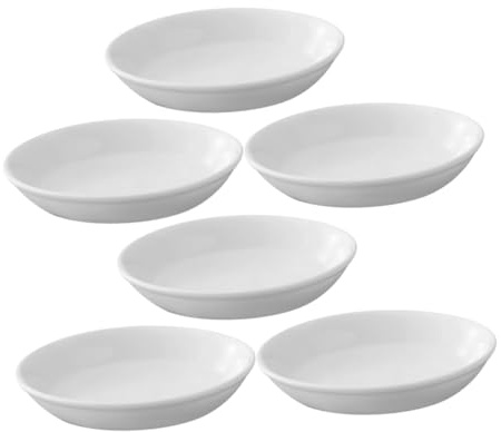 DEARMAMY Coupelles Rondes Facile à Nettoyer et Solide Lot de 6 en Céramique Blanche pour Chauffe-Cire pour Aromathérapie et Fondue de Cire