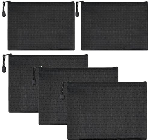 4 Stück Geldtaschen Banktasche Dokumententasche Schwarz 24 x 18 cm Geldmappe A5 für Haushalt Business Schule