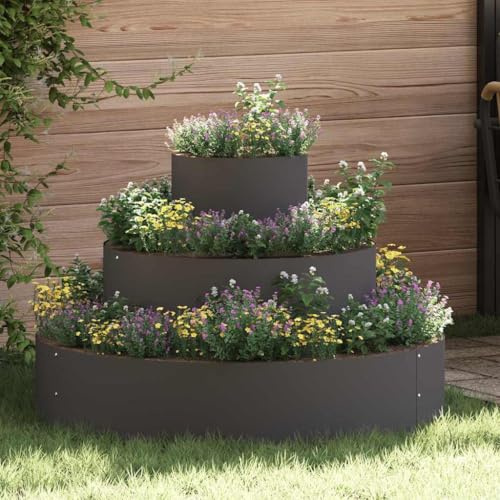 Elegance - Fioriera rialzata, stabile, da giardino, 90 x 90 x 20 cm, in acciaio, per balcone, terrazza, giardino, giardino