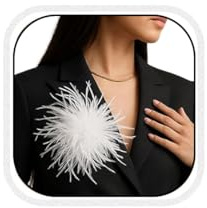 Bcenoilua Feder Brosche Fluffy Straußenfeder Anstecker Vintage Stil Hutaccessoire Braut Hochzeit Party Haarclip Fascinator Kleid Up Corsage Pin Hut Zubehör für Frauen (Weiß, Einheitsgröße)