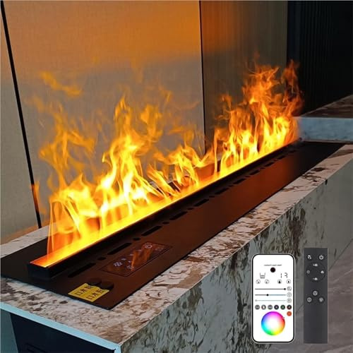 Chimenea de Vapor de Agua 3D con Control Remoto, Chimeneas de Vapor de Agua 3D Chimenea de Vapor, Llama atomizada Realista, 9 Colores de Llama, for Interiores(150cm/59inch)