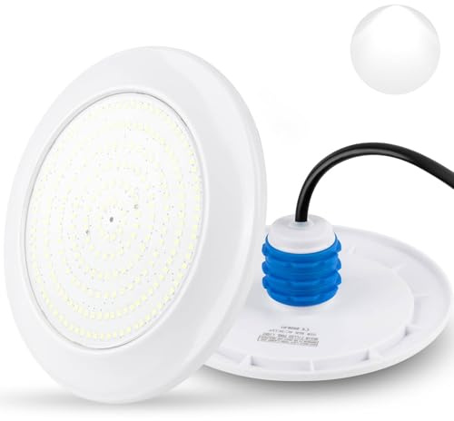 20W LED Poolbeleuchtung Par56 für 1 1/2 Rohren, IP68, 1,5m Kabel, Kaltweiß | Ø180mm, 5500-6500K, AC/DC 12, PC Wasserdicht Ultraflach Poolscheinwerfer