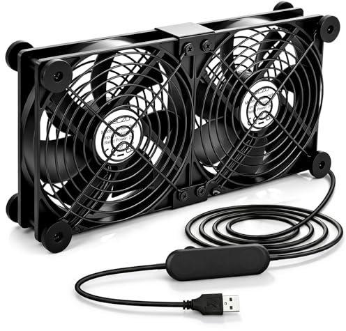 ELZO USB-fläkt, USB PC-fläkt 120 mm 5 V med steglös hastighetskontroll, tyst minibordsfläkt, 120 mm axialfläkt för dator PS4 PS5 TV-box mottagare AV-kabinett