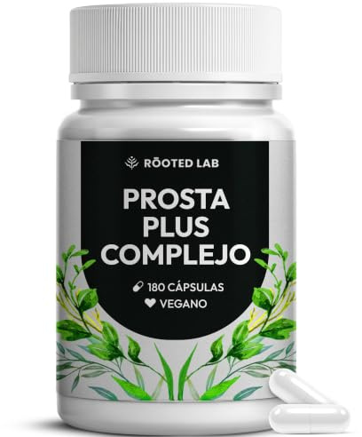 Rooted Lab Complejo Próstata | Extracto de Semillas de Calabaza, Palma Enana Americana, Raíz de Ortiga, Zinc y Selenio | 180 Cápsulas Veganas | 90 Días | Analizado en Laboratorio