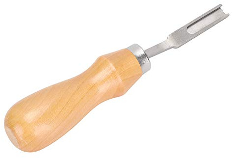 Qudinip Coltello Smussatore in Pelle Stile Francese per Professionisti del Fai da Te Comodo Taglierino per Bordi in Acciaio con Manico in Legno 175 Mm
