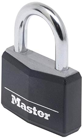Master Lock 9150EURDBLK Lucchetto a Chiave in Alluminio Rivestito, Nero, 5 x 6.8 x 1.4 cm