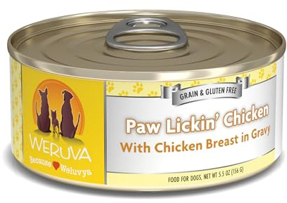 Weruva Classic Dog Food, Paw Lickin’ Chicken with Chicken Breast in Gravy, 5.5oz Can (Pack of 24)