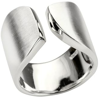 SILBERMOOS XL XXL Ringe in großen Größen Witziger Ring Damenring offen diagonal matt Größe 64, 66, 68, 70 Sterling Silber 925, Größe:68