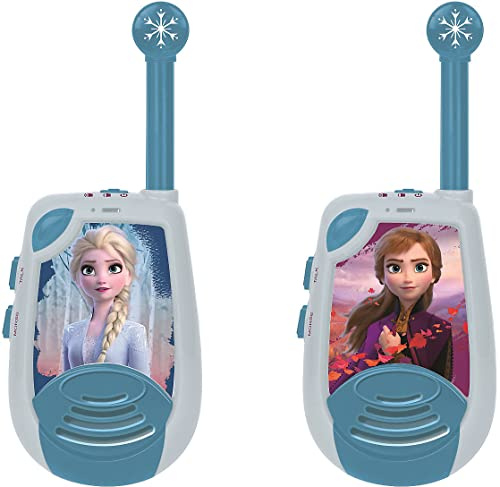 Lexibook, Frozen, Walkie-Talkies digitales, 2 km de alcance de transmisión, función de luz Morse, clip para el cinturón de transporte, funciona con pilas, Azul, TW25FZ