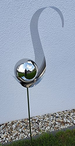 Skulptur Flame poliert aus Edelstahl 146 cm Gartendekoration Beetstecker Rosenkugel