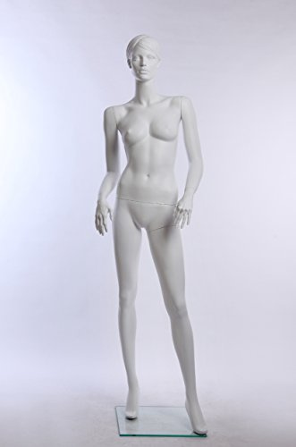 Abstrakt Hautfarbe in weiß matt stehend, EH-15-6 weibliche Schaufensterpuppe neu modellierte Frisur Gesicht schick modern (stehend, EH-15-6)