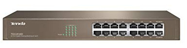 Tenda Switch Ethernet 16 Ports, Switch Fast Ethernet 10/100 Mbps, Plug & Play, 6KV Protection Contre la Foudre, Support Mural, Montage en Rack, Métallique(TEF1016D)