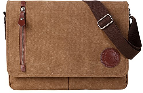 Vintage Canvas Satchel Messenger Bag for Men Women,Travel Shoulder bag 13.5 Laptop Bags Bookbag (Coffee)