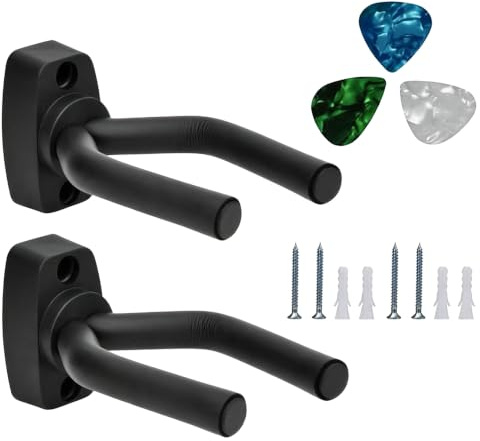Gitarrmontering vägghängare stativ ukulele väggkrok hållare montering display 2-pack med gitarrplektrum fiol väggstativ mandolin ställ fäste bastillbehör lätt att installera (5-pack gitarrplektrum)
