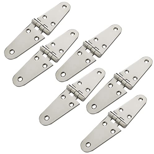 Lot de 6 charnières de sangle pour bateau de qualité marine - Pour trappe et porte - En acier inoxydable robuste - Montage supérieur - 18,5 x 3,5 cm