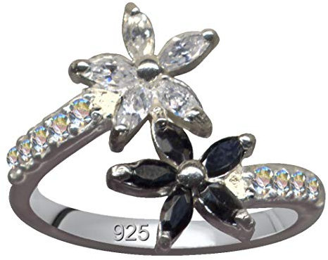 Jugendstil Blüten Ring Echt Sterling Silber 925 Zirkonia Kristalle Liebe Glaube Hoffnung Emotion Symbol Motiv Stil Objekt extravagant gut schön modisch weiss klar transparent