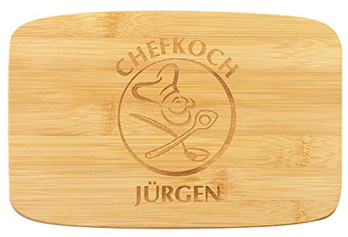 laser-diele Schneidebrett mit Name – Holzbrett mit Gravur – Frühstücksbrettchen als Geschenkidee zum Geburtstag – Küchenbrett mit Wunschgravur – Chefkoch