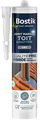 Bostik Mastic d’Étanchéité Joint Parfait Toit et Gouttière – Tous Matériaux – Extérieur – Résiste aux Intempéries et Températures Extrêmes – Applicable sous la Pluie – Hybride Polymère – Gris – 290 ml