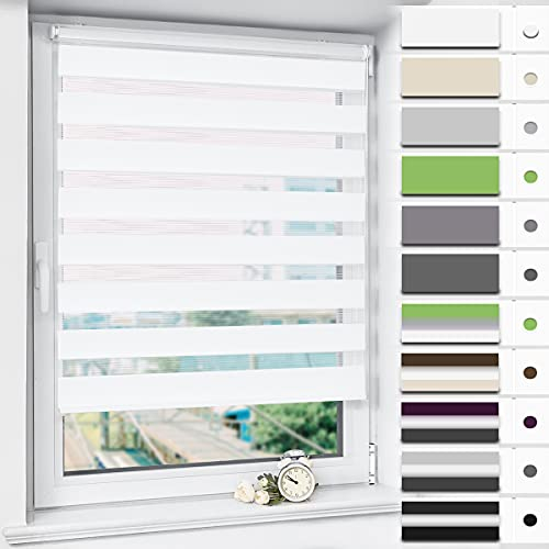 Magiea Doppelrollo Klemmfix ohne Bohren & mit Bohren, Weiß B75 x H140 cm Stoffbreite 71 cm, Klemmrollo lichtdurchlässig und Blickdicht, Fensterrollo Sonnenschutzrollo für Fenster