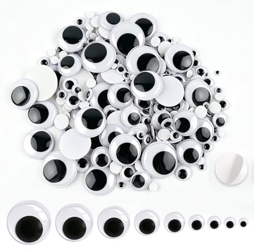 TOAOB 800pcs Googly Eyes Wiggle Self Adhesive 6mm to 35mm Black White
