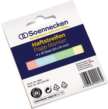 Soennecken Haftstreifen 5865 RC 20x50mm 40Bl. sort. 4 St./Pack.
