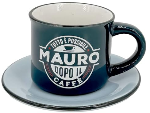 Tazzina da caffè in gres porcellanato personalizzata con piattino - Mauro