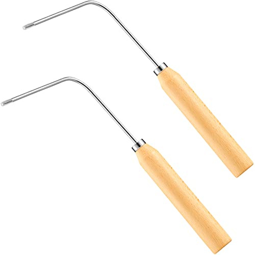 2 Pieces Rosette Iron Single Handle Rosette Cookie Iron Wooden Handle Easy Cookie Maker Tool Aluminum Alloy Pastry Bunelos Tool Elegant Kitchen Utensil for Cookie Moulds Holiday Cooking