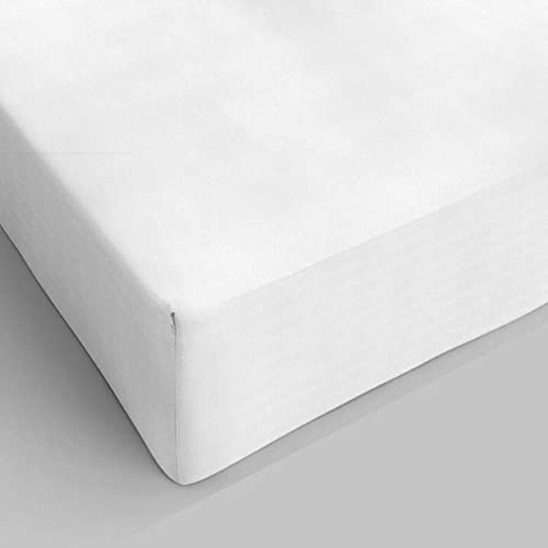 SpazioTessile - Lenzuolo con Angoli Singolo Certificato Oeko-Tex, Lenzuola Letto Singolo Cotone 100%, Angoli Elasticizzati, Biancheria da Letto Made in Italy - 80x210cm, Angolo H25cm, Bianco