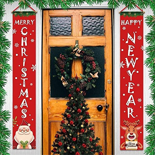 Uteruik Cartel de Porche Colgante de Navidad para Puerta de Pared del hogar, decoración de Fiesta