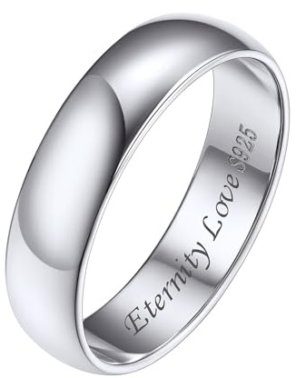 Silvora 925 Silber Damen Ring 2mm/3mm/5mm breit Personalisierter Fingerring mit Gravur Schlichter Verlobungsring Ehering Hochzeitsring in Silber/Rosegold/Schwarz Ringgröße 46.8(14.8)- 67.2(21.25)