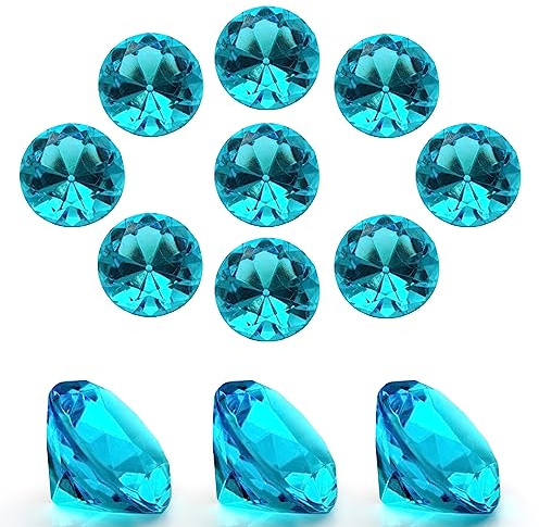 XHKDSYMC 100Pcs Clear Acrylic Diamonds 25mm Wedding Table Scatters Gemstones Confetti for Vase Fillers,Floral Decor,Bridal Shower Decorations,Home Centerpieces,Candle Display (Sky Blue)