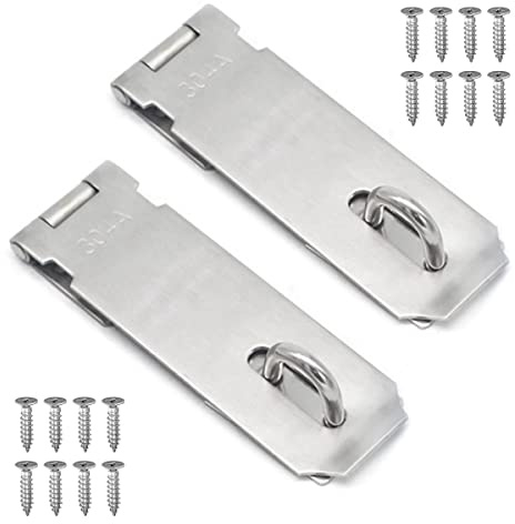 Lucchetto Hasp Lock Porta,Chiusura Porta 2 Pezzi Serratura Della Porta Hasp Lucchetto in Acciaio Inossidabile Chiavistello,4 Pollici Chiusura a Lucchetto Con Viti Argento