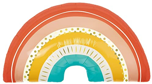 PARTYLOSOPHY Globo Foil en forma de Arcoíris de 94 x 60 cm con estilo Boho para decoración de Revelación del Genero, Baby Shower, Cumpleaños Infantiles, Bautizos, Comuniones.